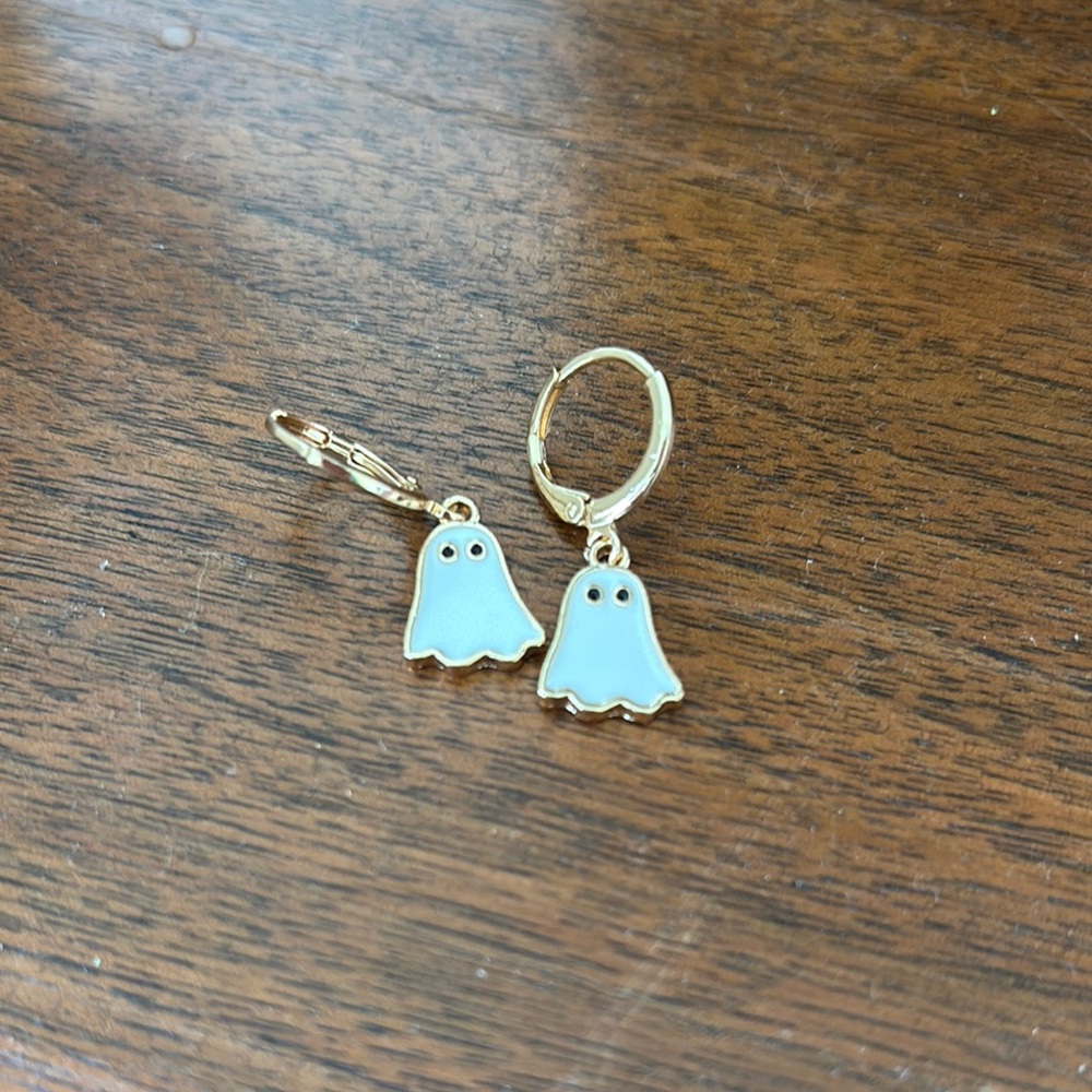 Cute Gold Ghost Hoop Earrings